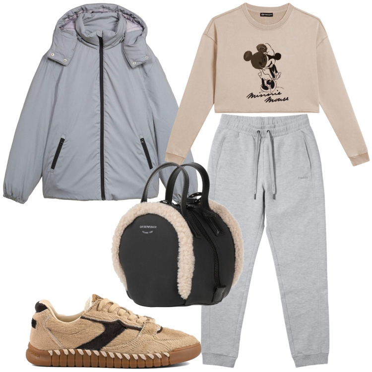 Outfit donna - Sport time. Stile Casual per Tutti i giorni. Abbinamento con zaini, felpe, pantaloni, blazer, sneakers.