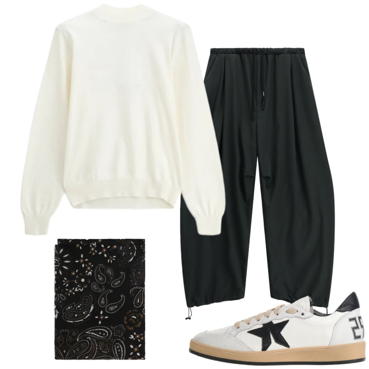 Outfit uomo - Total look #2494490. Stile Trendy per Tutti i giorni. Abbinamento con maglieria, pantaloni, sneakers, sciarpe e foulard.
