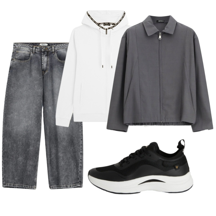 Outfit uomo - Total look #2494519. Stile Casual per Tutti i giorni. Abbinamento con jeans, cappotti, sneakers, felpe con cappuccio.