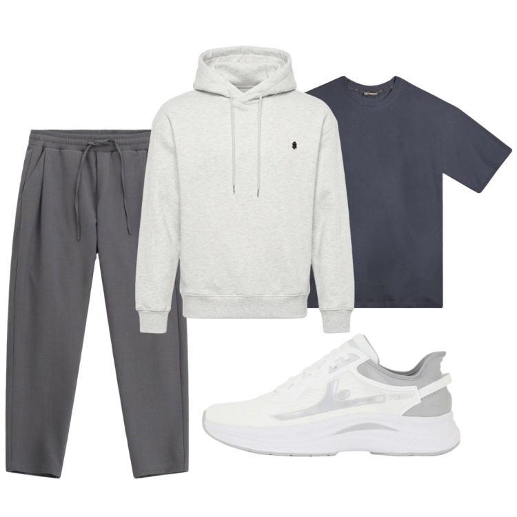 Outfit uomo - Total look #2494523. Stile Casual per Sport. Abbinamento con felpe con cappuccio, pantaloni, t-shirt, sneakers.