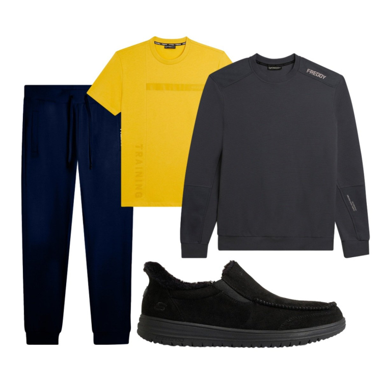 Outfit uomo - Total look #2494531. Stile Casual per Sport. Abbinamento con felpe, t-shirt, pantaloni, sneakers.