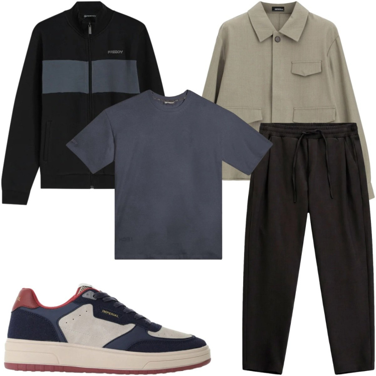 Outfit uomo - Total look #2494572. Stile Casual per Tutti i giorni. Abbinamento con cappotti, sneakers, pantaloni, felpe, t-shirt.