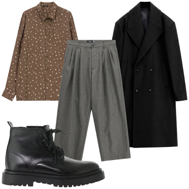Outfit uomo - Total look #2494576. Stile Trendy per Tutti i giorni. Abbinamento con pantaloni, anfibi, cappotti, camicie.