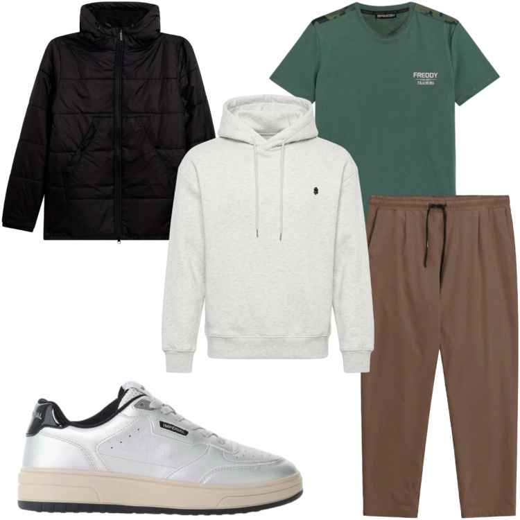 Outfit uomo - Total look #2494579. Stile Casual per Tutti i giorni. Abbinamento con felpe con cappuccio, pantaloni, sneakers, t-shirt, giacche.
