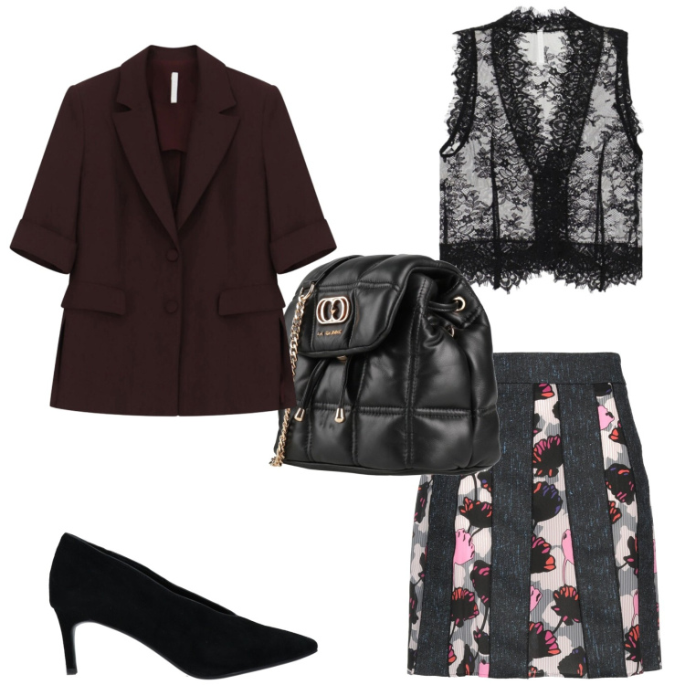 Outfit donna - Total look #2494648. Stile Vintage retrò per Cerimonia. Abbinamento con top, blazer, minigonne, décolleté, valigie.