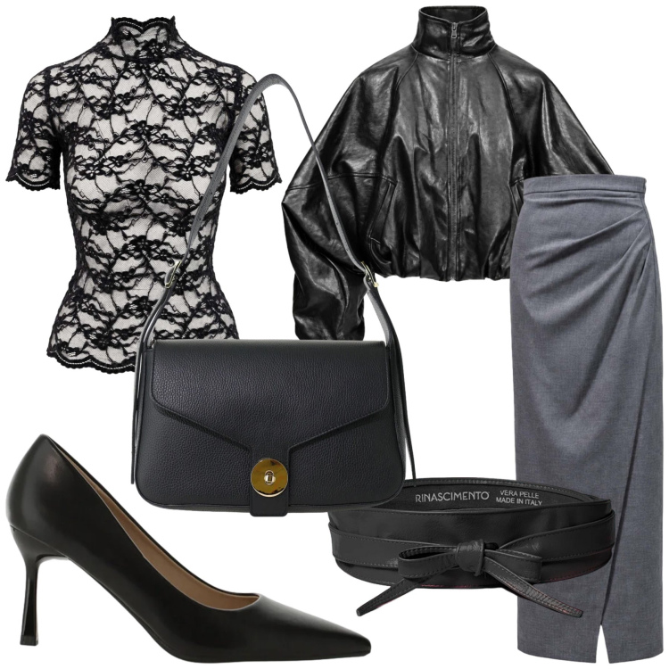 Outfit donna - Casual chic?. Stile Casual chic per Ufficio. Abbinamento con gonne lunghe, top, bomber, décolleté, borse a spalla, cinture.
