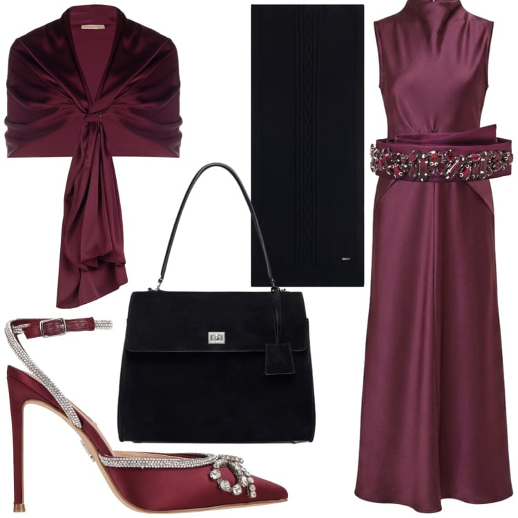 Outfit donna - Cerimonia. Stile Chic per Cerimonia. Abbinamento con borse a mano, sciarpe, vestiti midi/longuette, cinture, stole, décolleté.