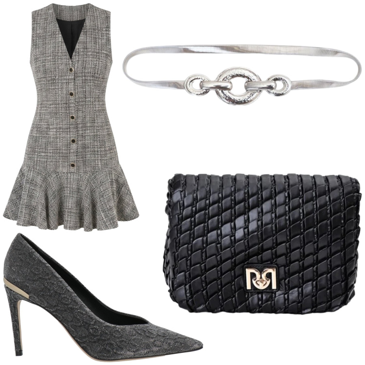 Outfit donna - Blair. Stile Chic per Tutti i giorni. Abbinamento con vestiti corti, borse a tracolla, cinture, décolleté.