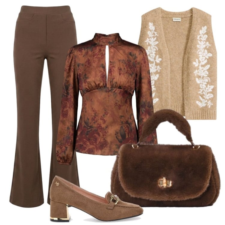Outfit donna - Chic in stile Boho. Stile Boho per Tutti i giorni. Abbinamento con borse a mano, pantaloni, bluse, mocassini, maglieria.