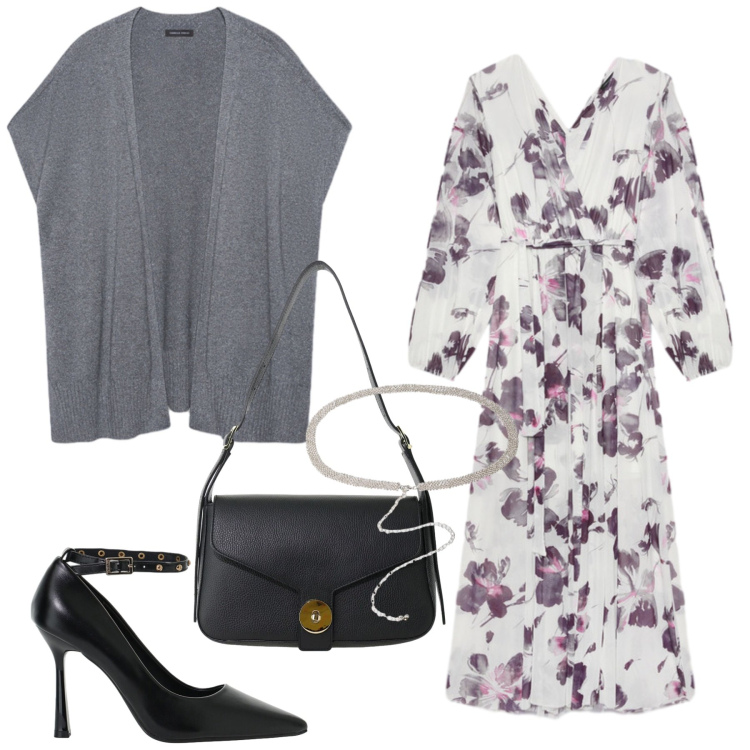 Outfit donna - Total look #2494751. Stile Romantica per Serata fuori. Abbinamento con décolleté, borse a spalla, vestiti lunghi, cinture, maglieria.