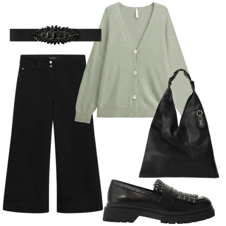 Outfit donna - Total look #2494757. Stile Basic per Tutti i giorni. Abbinamento con mocassini, cardigans, borse a spalla, jeans, cinture.