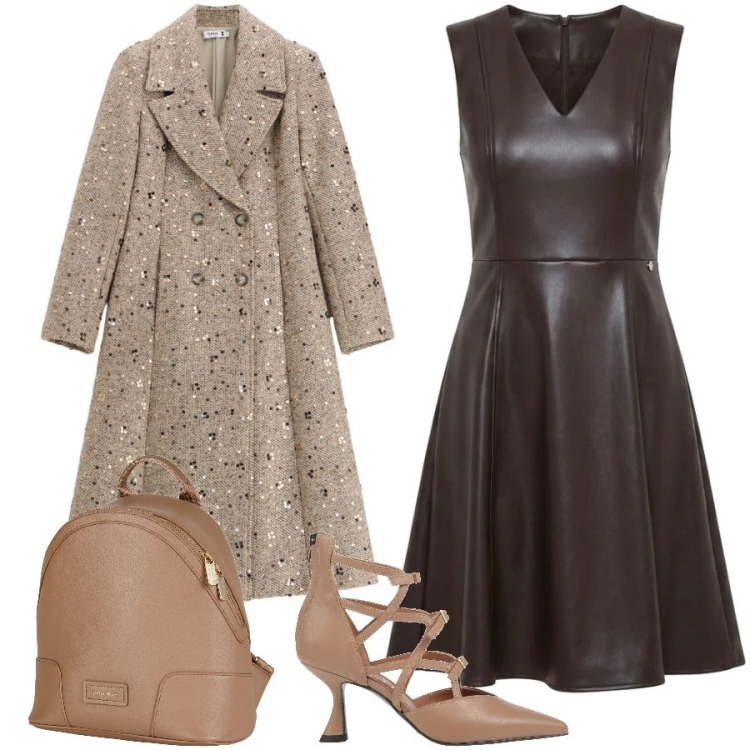 Outfit donna - Total look #2494769. Stile Chic per Serata fuori. Abbinamento con cappotti, vestiti corti, zaini, décolleté.