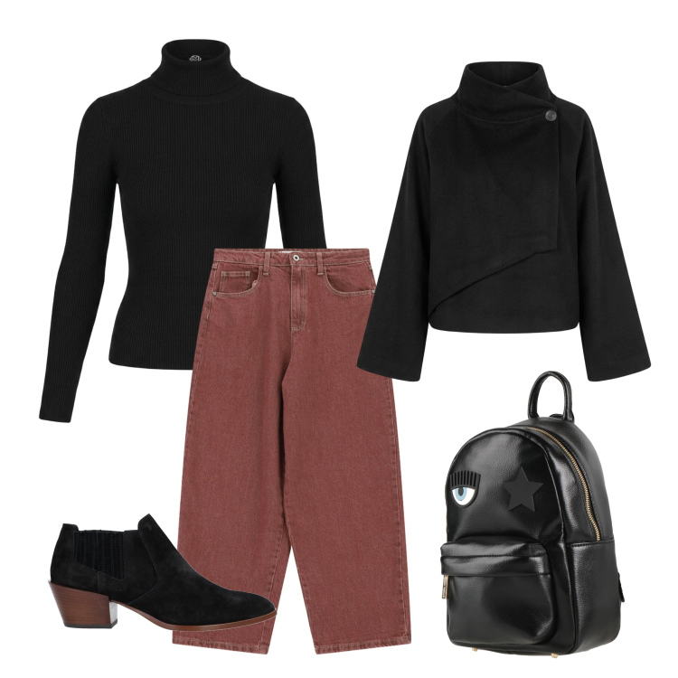 Outfit donna - Un look per tante occasioni. Stile Urban per Tutti i giorni. Abbinamento con zaini, stivaletti, jeans, pullovers, cappe.