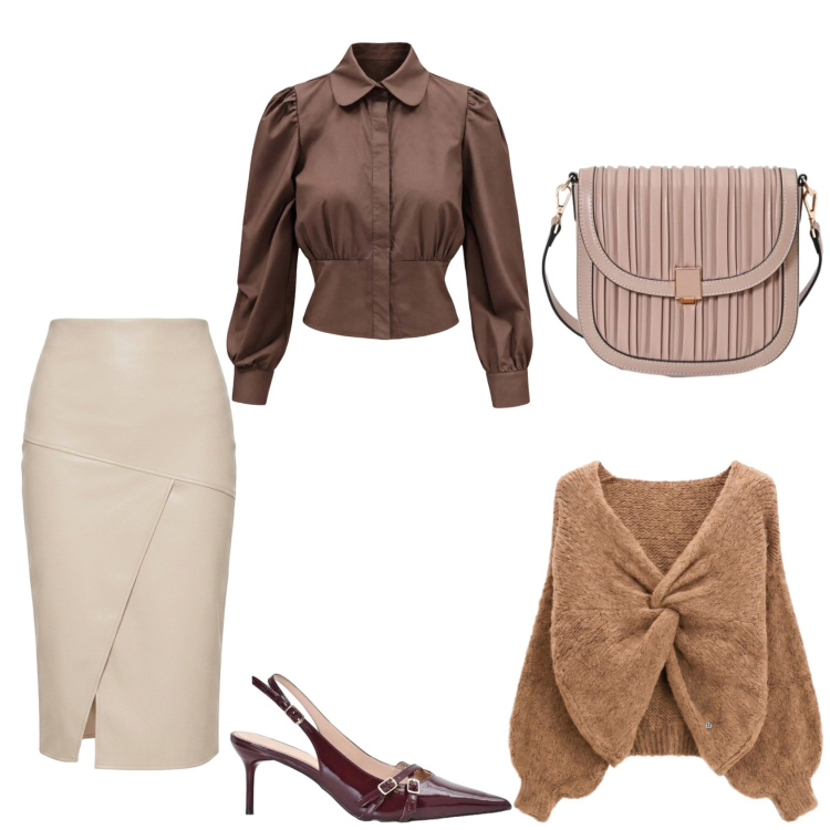Outfit donna - Total look #2494890. Stile Casual chic per Serata fuori. Abbinamento con camicie, maglieria, borse a tracolla, gonne longuette, décolleté.