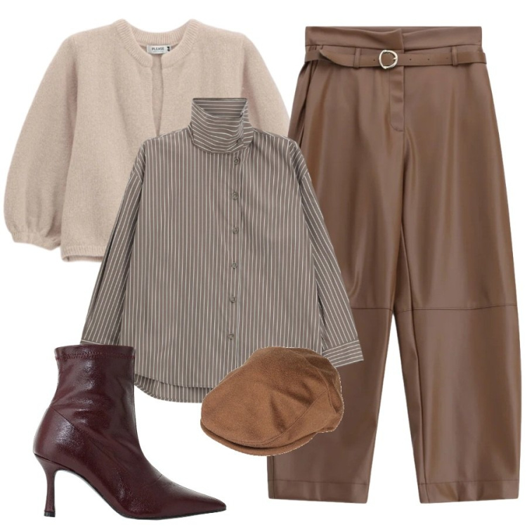 Outfit donna - Il cappello di giorno. Stile Trendy per Tutti i giorni. Abbinamento con pantaloni, stivaletti, camicie, cardigans, cappelli.