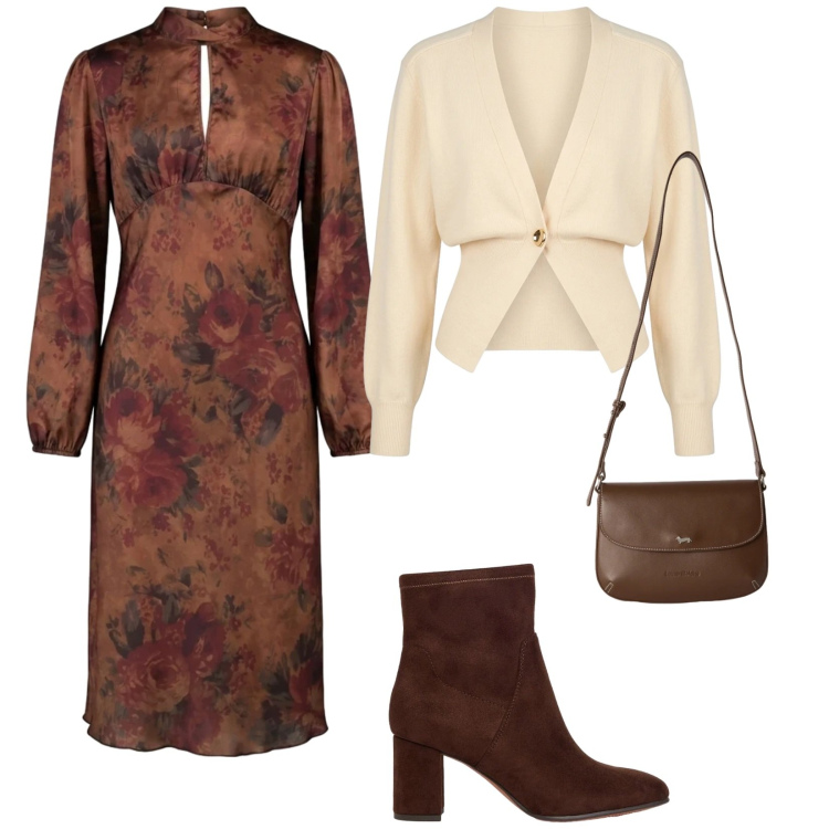 Outfit donna - Cerimonia boho. per Cerimonia. Abbinamento con borse a tracolla, vestiti midi/longuette, cardigans, stivaletti.