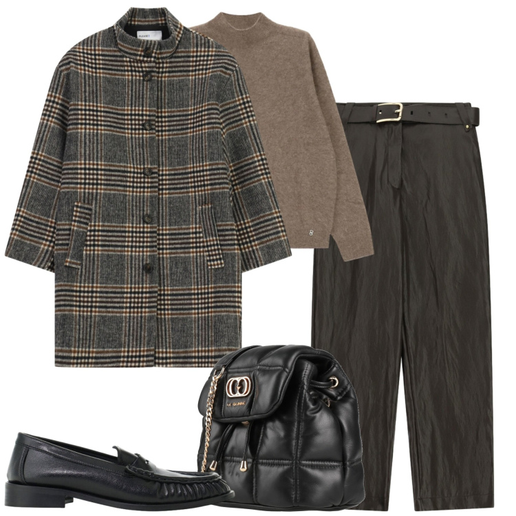 Outfit donna - City. Stile Urban per Tutti i giorni. Abbinamento con pantaloni, mocassini, cappotti, pullovers, valigie.