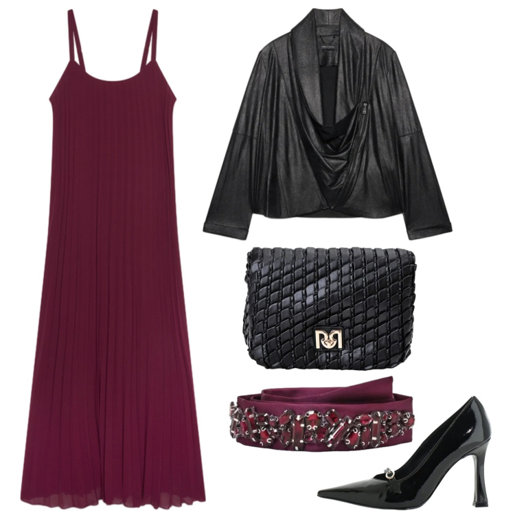 Outfit donna - Una serata speciale. Stile Sexy per Serata fuori. Abbinamento con décolleté, vestiti lunghi, blazer, borse a tracolla, cinture.
