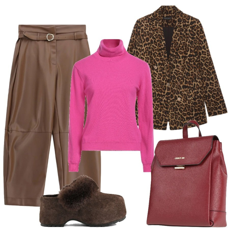 Outfit donna - Osare. Stile Trendy per Ufficio. Abbinamento con pantaloni, blazer, maglieria, zaini, zoccoli.