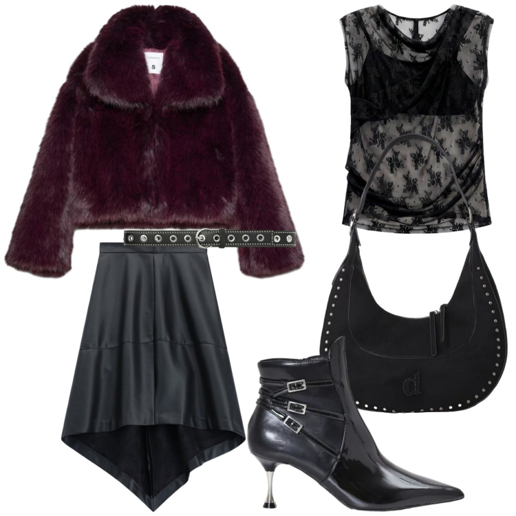Outfit donna - Halloween movie icons. Stile Basic per Serata fuori. Abbinamento con top, gonne longuette, stivaletti, borse a spalla, cinture, blazer.