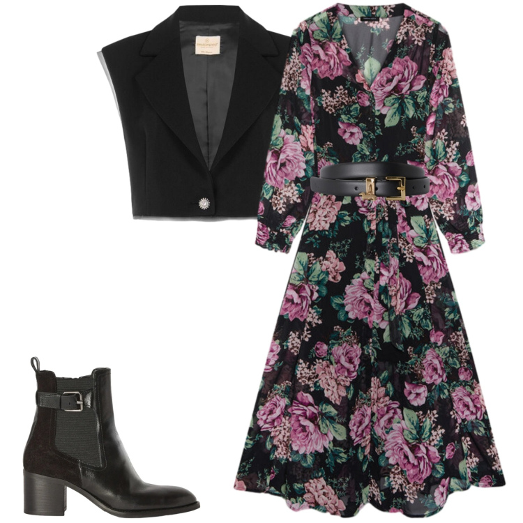 Outfit donna - Boho chic autunnale. Stile Boho per Tutti i giorni. Abbinamento con cinture, stivaletti, vestiti midi/longuette, gilet.