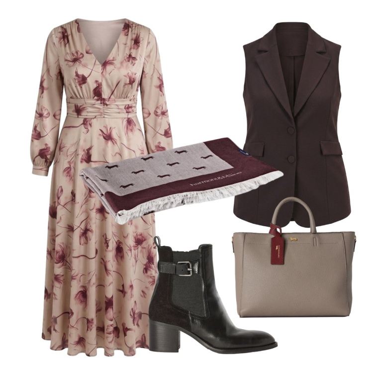 Outfit donna - Stile Boho Chic autunnale - Focus Donna. Stile Boho per Tutti i giorni. Abbinamento con borse a mano, sciarpe, stivaletti, vestiti lunghi, gilet.