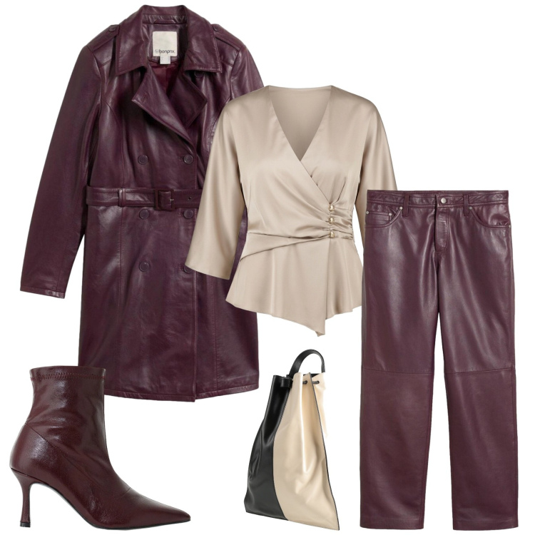 Outfit donna - Total look #2495157. Stile Chic per Serata fuori. Abbinamento con stivaletti, bluse, zaini, pantaloni, trench.