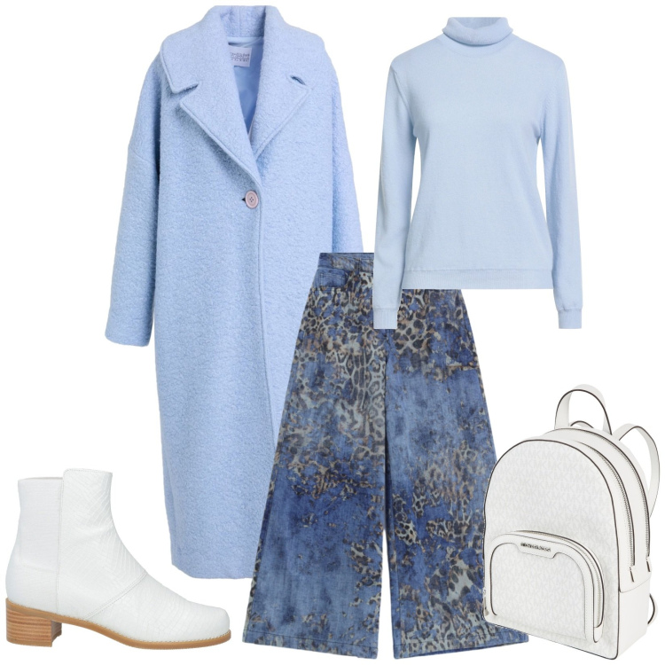 Outfit donna - Total look #2495165. Stile Casual chic per Tutti i giorni. Abbinamento con jeans, stivaletti, cappotti, zaini, maglieria.