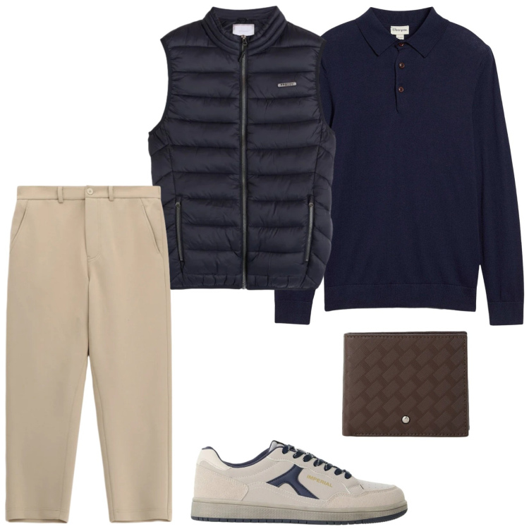 Outfit uomo - Total look #2495226. Stile Casual per Tutti i giorni. Abbinamento con sneakers, portafogli, pantaloni, piumini, maglieria.