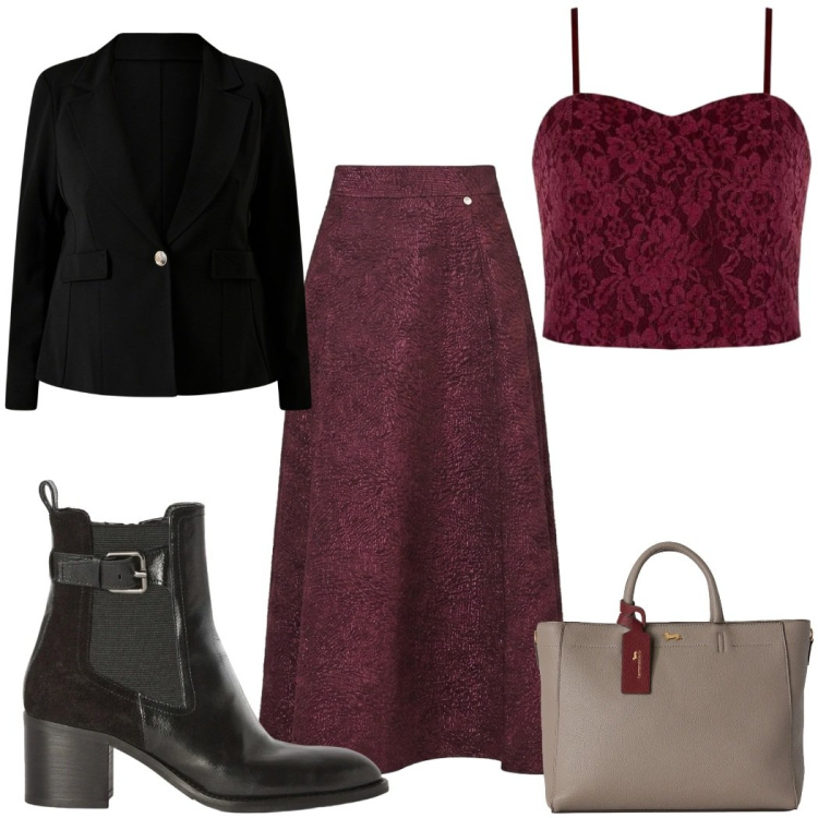 Outfit donna - Pop of red - glamour tutti i giorni. Stile Glamour per Tutti i giorni. Abbinamento con borse a mano, stivaletti, top, blazer, gonne longuette.