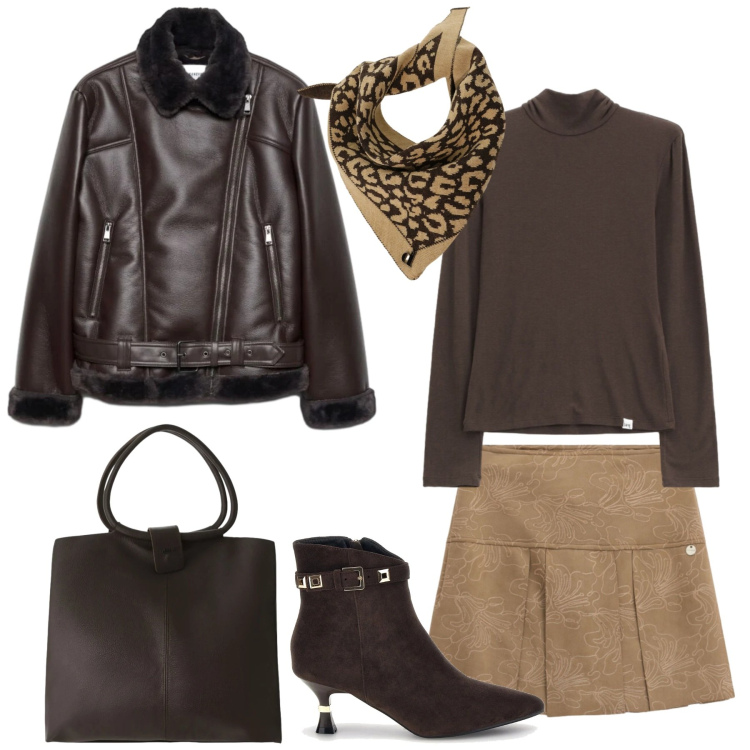 Outfit donna - Total look #2495336. Stile Urban per Serata fuori. Abbinamento con t-shirt, minigonne, borse a spalla, foulard, giacche, stivaletti.