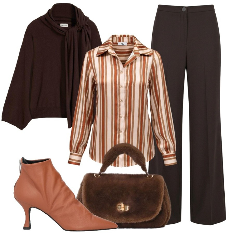 Outfit donna - Dal marrone al color pesca. Stile Sporty chic per Tutti i giorni. Abbinamento con camicie, borse a mano, pantaloni, stivaletti, pullovers.