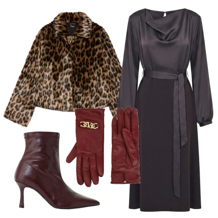Outfit donna - Serata speciale. Stile Chic per Serata fuori. Abbinamento con stivaletti, blazer, vestiti midi/longuette, guanti.
