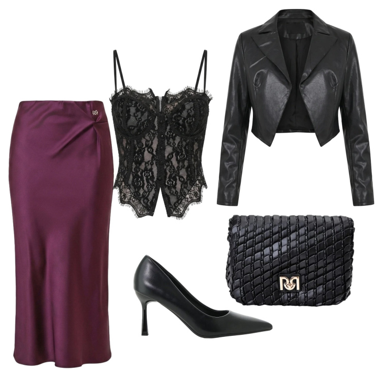 Outfit donna - La sera di Halloween. Stile Sexy per Serata fuori. Abbinamento con décolleté, top, gonne longuette, blazer, borse a tracolla.