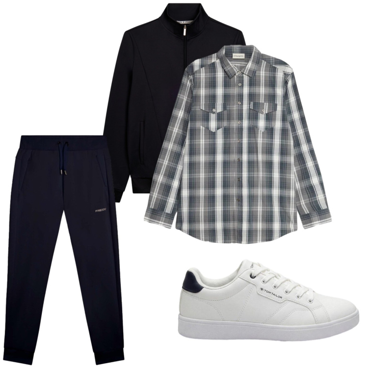 Outfit uomo - Total look #2495417. Stile Urban per Tutti i giorni. Abbinamento con bomber, pantaloni, sneakers, camicie.