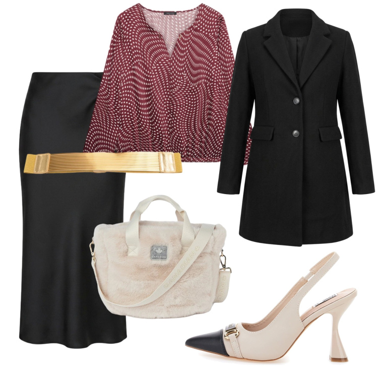 Outfit donna - Total look #2495428. Stile Glamour per Serata fuori. Abbinamento con bluse, gonne longuette, borse tote, cinture, cappotti, décolleté.
