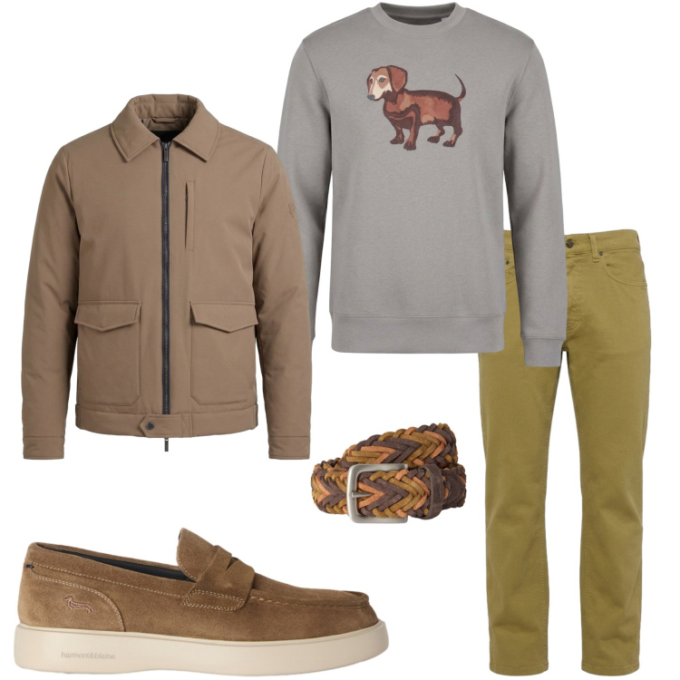 Outfit uomo - Harmont&Blaine. Stile Urban per Tutti i giorni. Abbinamento con scarpe stringate, jeans, cinture, giacche, felpe.