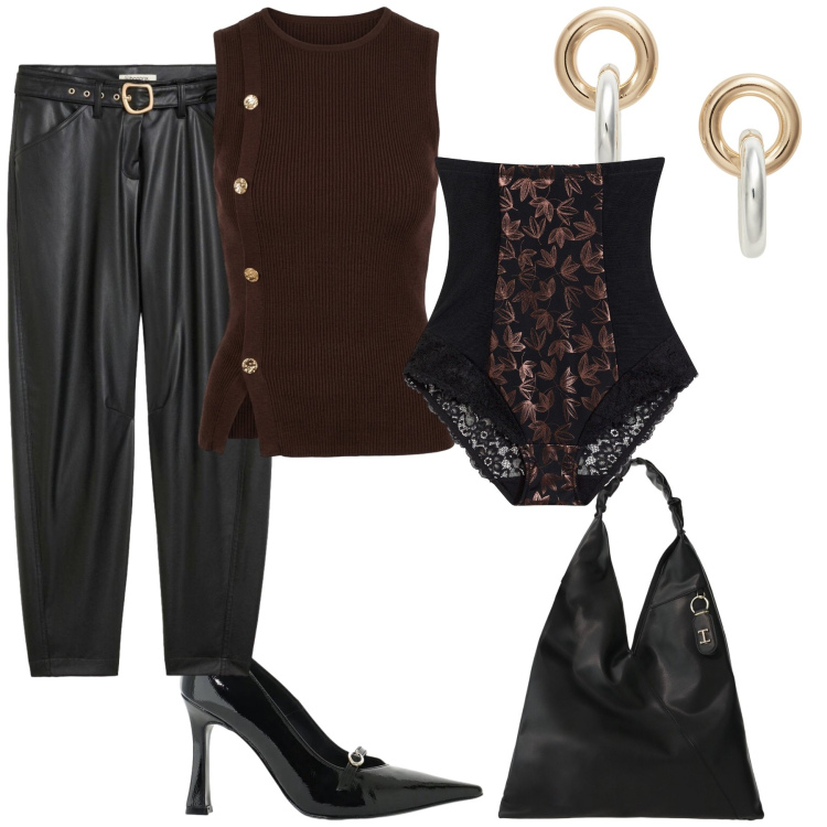 Outfit donna - Halloween movie icons. Stile Chic per Serata fuori. Abbinamento con décolleté, borse a spalla, orecchini, top, culotte, pantaloni.