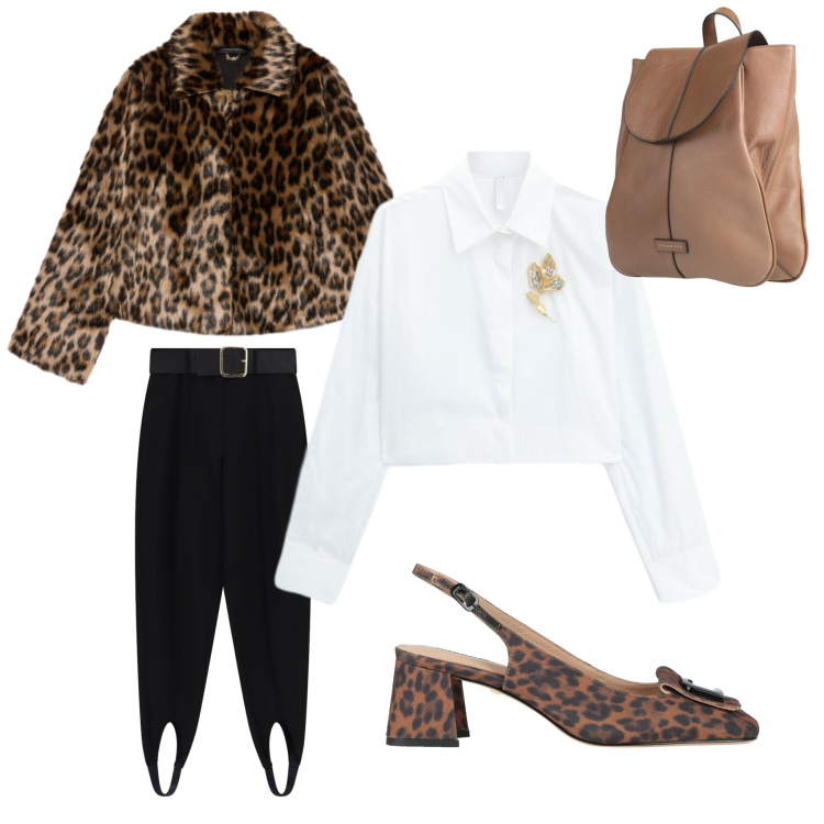 Outfit donna - Fluffy stile animalier. Stile Sexy per Serata fuori. Abbinamento con pantaloni, camicie, blazer, décolleté, zaini.