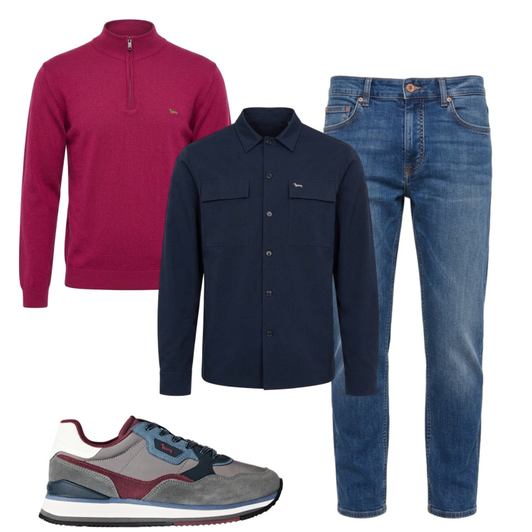 Outfit uomo - Ottobre. Stile Casual per Tutti i giorni. Abbinamento con jeans, cappotti, sneakers, maglieria.