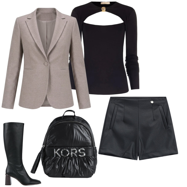 Outfit donna - Chic outfit Ideas. Stile Chic per Tutti i giorni. Abbinamento con shorts, blazer, t-shirt, zaini, stivali.