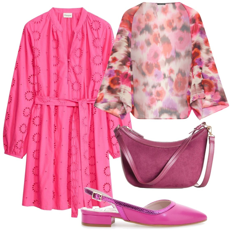 Outfit donna - Total look #2495797. Stile Chic per Serata fuori. Abbinamento con blazer, ballerine, vestiti, borse a tracolla.