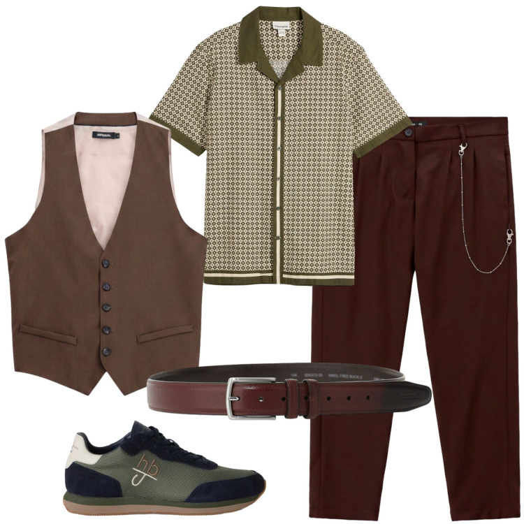 Outfit uomo - Total look #2495798. Stile Trendy per Serata speciale. Abbinamento con sneakers, cinture, gilet, pantaloni, camicie a manica corta.