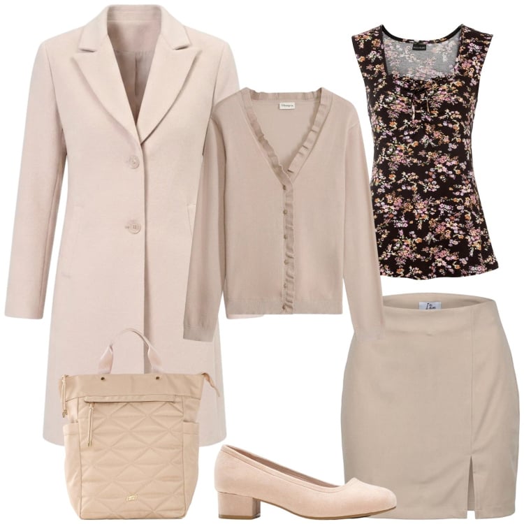 Outfit donna - Total look #2495799. Stile Bon Ton per Cerimonia. Abbinamento con minigonne, cappotti, cardigans, décolleté, top, zaini.