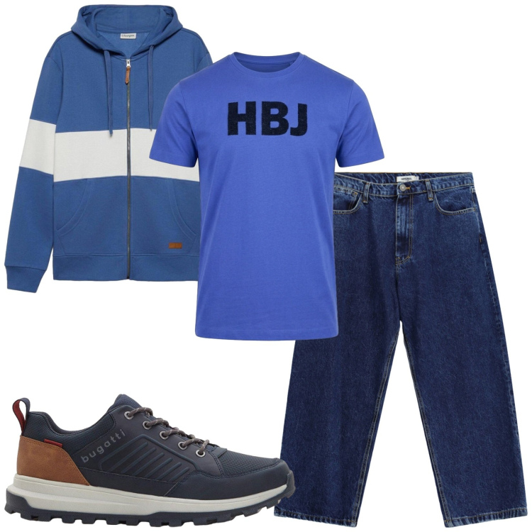 Outfit uomo - Total look #2495803. Stile Casual per Tutti i giorni. Abbinamento con t-shirt, jeans, sneakers, felpe con cappuccio.