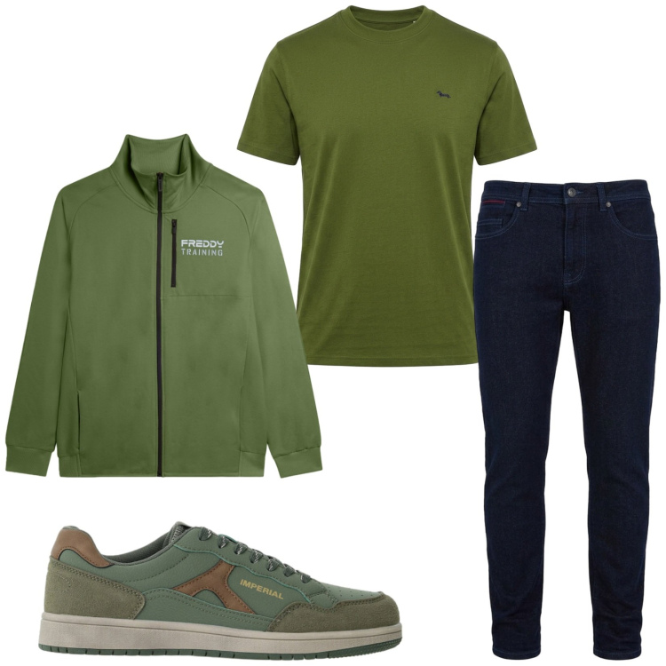 Outfit uomo - Total look #2495804. Stile Casual per Tutti i giorni. Abbinamento con t-shirt, jeans slim fit, sneakers, felpe.