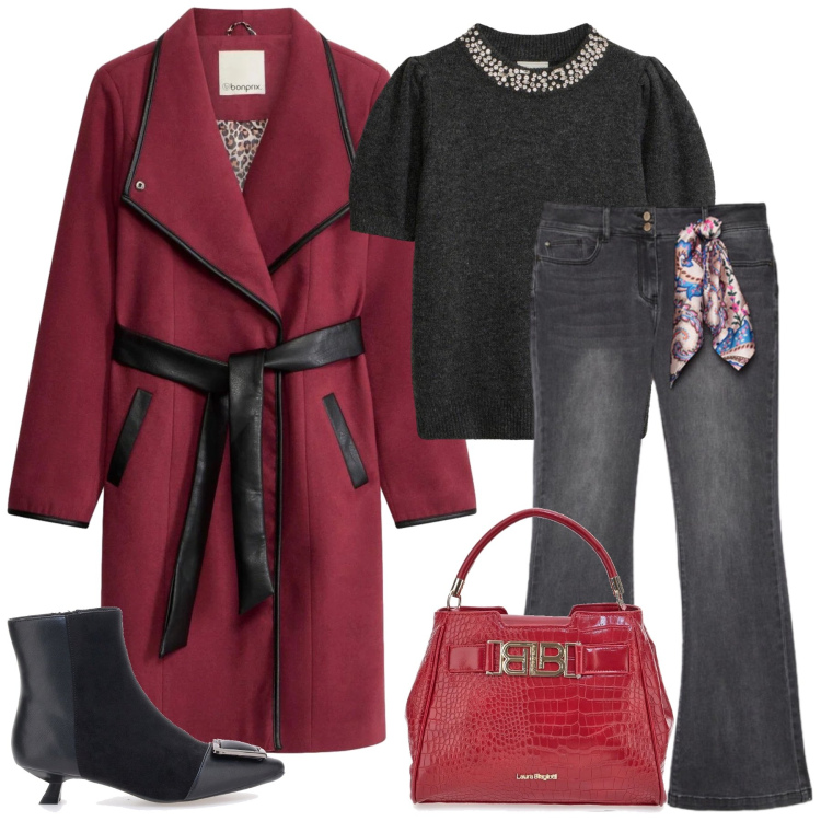 Outfit donna - Total look #2495855. Stile Casual chic per Serata fuori. Abbinamento con jeans, maglieria, cappotti, stivaletti, borse a mano.