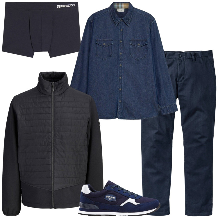 Outfit uomo - Total look #2495902. Stile Casual per Tutti i giorni. Abbinamento con boxer, pantaloni chino, sneakers, camicie, giacche.