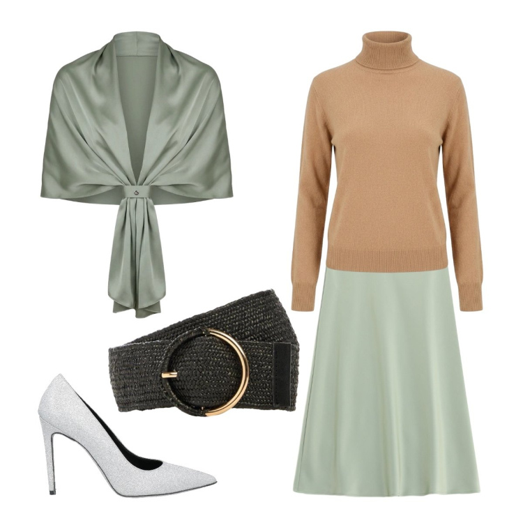 Outfit donna - Ottobre. Stile Bon Ton per Serata fuori. Abbinamento con gonne longuette, stole, pullovers, décolleté, cinture.