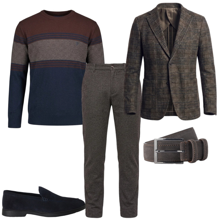 Outfit uomo - Total look #2495922. Stile Business/Elegante per Serata speciale. Abbinamento con cinture, pantaloni, giacche, scarpe stringate, maglieria.